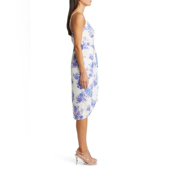 Chelsea 28 Sleeveless Faux Wrap Dress in Ivory Garden - Picture 6 of 14